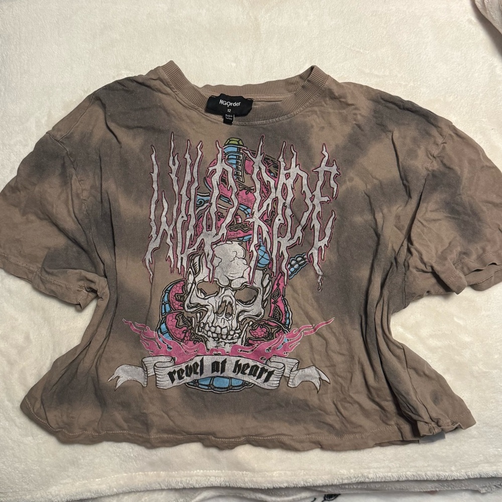 Wild Rose Brown Graphic Crop Top